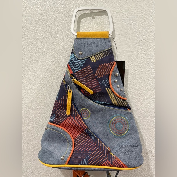 🆕 Cirque Du Soleil Desigual Geometric Denim Bag with Colorful Accents - Picture 1 of 10
